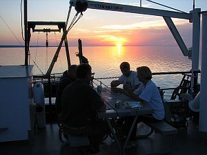 Sunset viewed from ship on Lake Superior