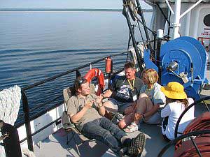 On deck of RV Lake Guardian on Lake Superior 